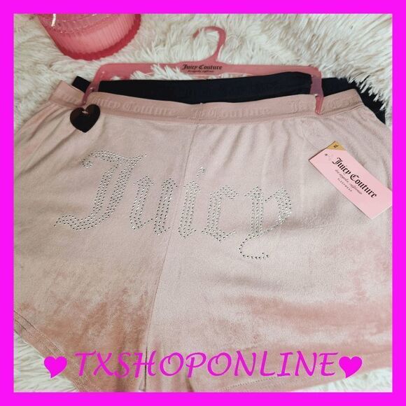 XL 2pc Juicy Couture Bling Logo Velour Loungewear Shorts Bundle NWT - Picture 4 of 5